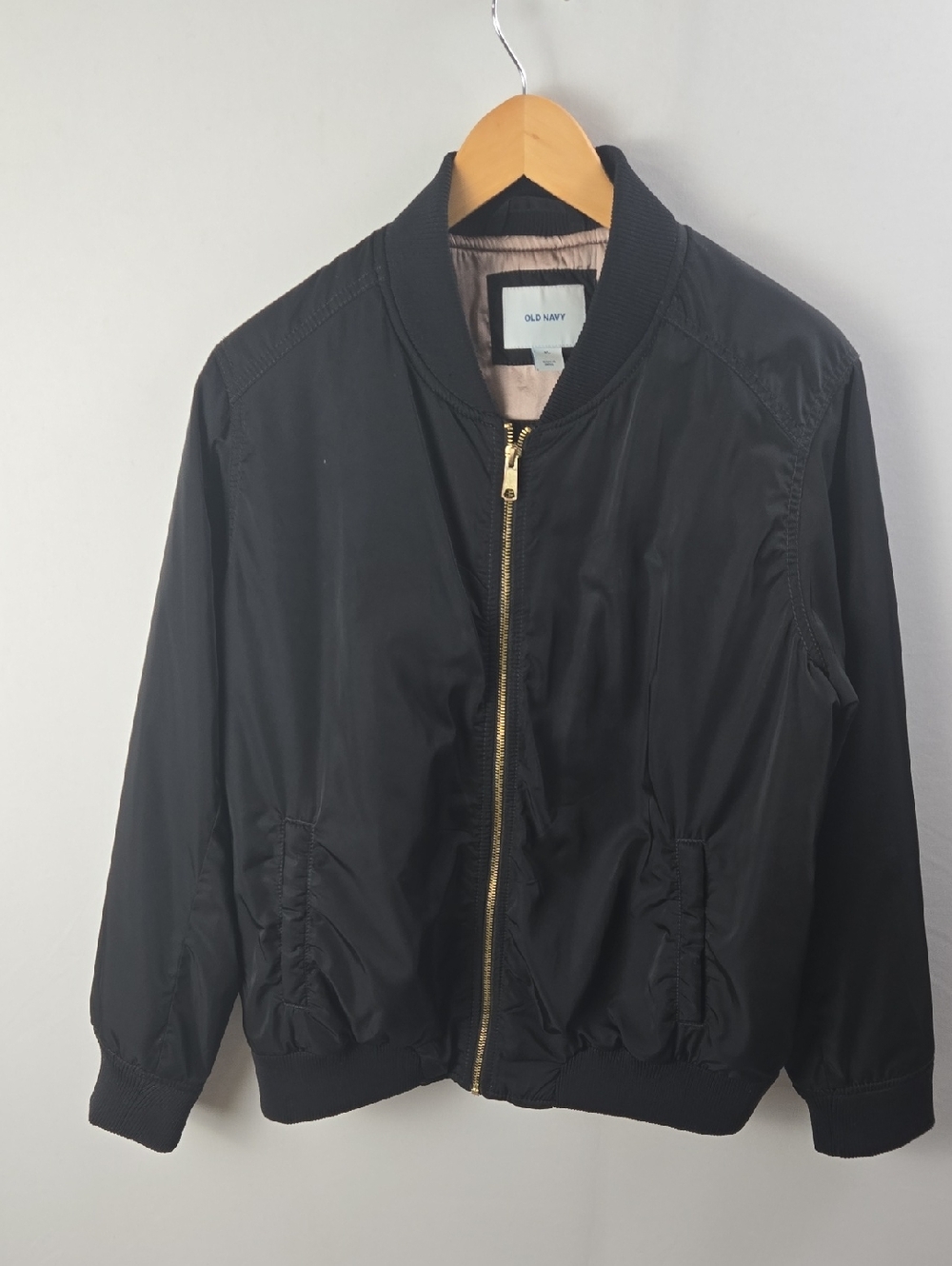 Old Navy Vintage Y2K Black Satin-Lined Bomber‎ Jacket - Women's Sz XL 90's Boho